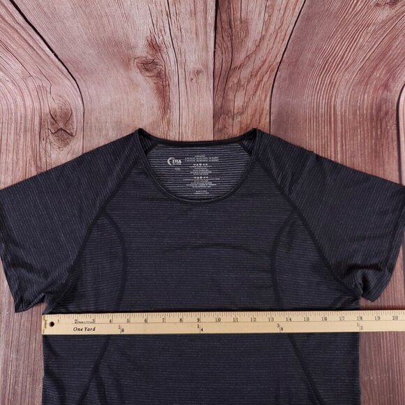 Zyia Active Womens XXL Competition Charcoal Striped Stretch Short Sleeve Shirt - Picture 8 of 9